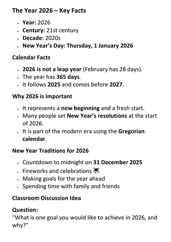 The Year 2026 – Key Facts Overview