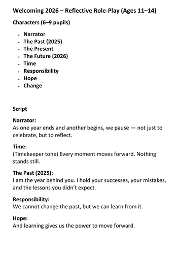 Welcoming 2026 – Reflective Role-Play