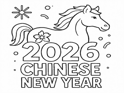Chinese New Year 2026 Coloring Picture