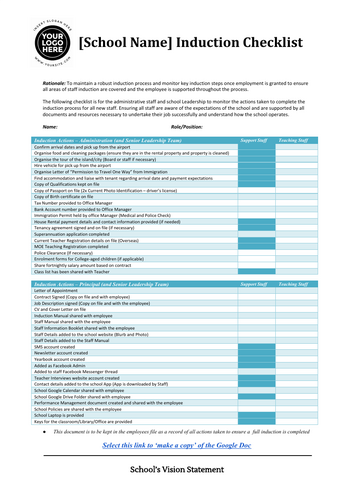 Induction checklist for school leaders