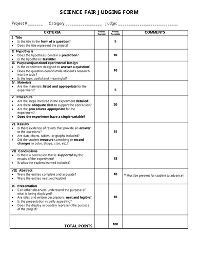 Science Fair Project Evaluation Guide