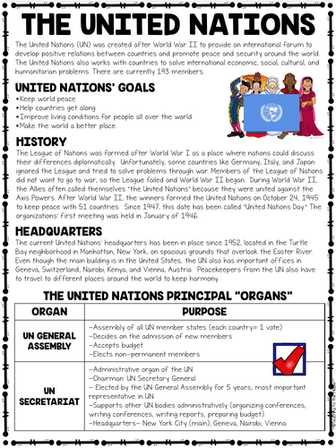 WW2 and the United Nations Reading Comprehension