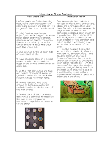 Literature Circle Projects