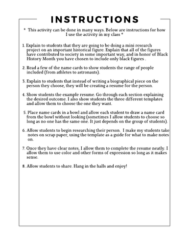 Black History Month Research Project