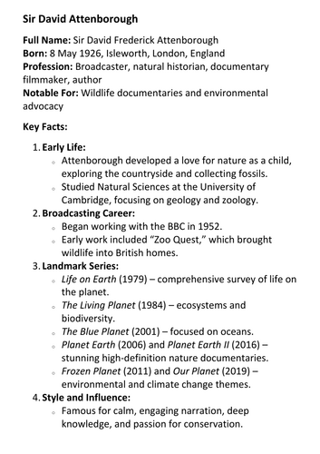 Sir David Attenborough Overview