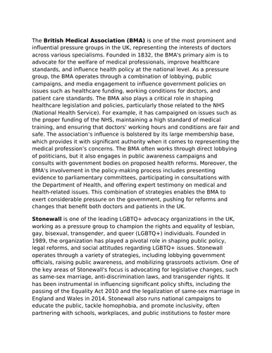 Functions of Pressure Groups