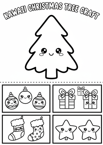 kawaii Christmas tree cut and paste craft