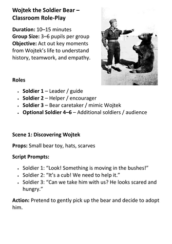 Wojtek the Soldier Bear – Classroom Role-Play