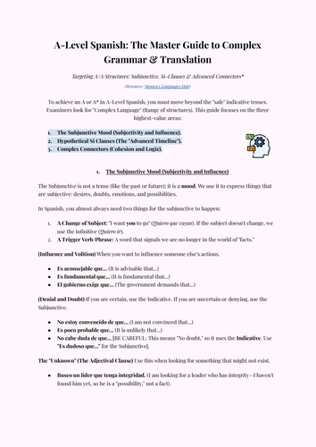 A-Level Spanish: Subjunctive, Si-Clauses & Translation Practice