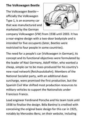 The Volkswagen Beetle Handout