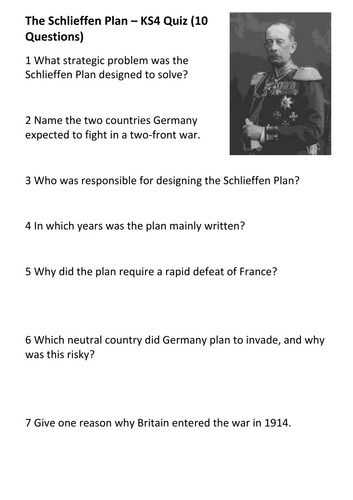 The Schlieffen Plan – Quiz