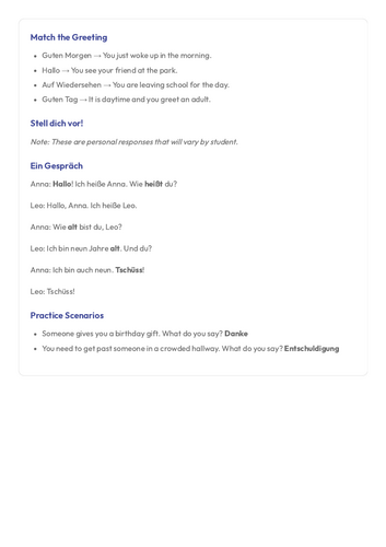 Basic German - L1 - Introductory Conversations