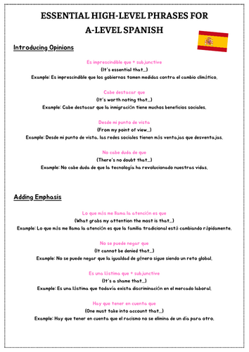 A-Level Spanish & Portuguese: High-Level "Booster" Sheets (Twin Pack)