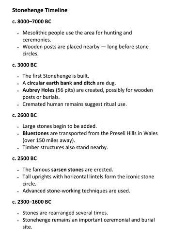 Stonehenge Timeline