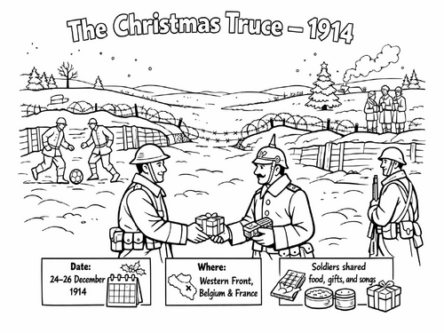 Christmas Truce 1914 coloring picture