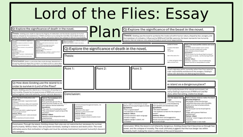 Lord of the Flies 5 Essay Plans