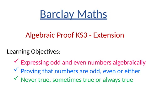 KS3 Algebraic Proof Extension