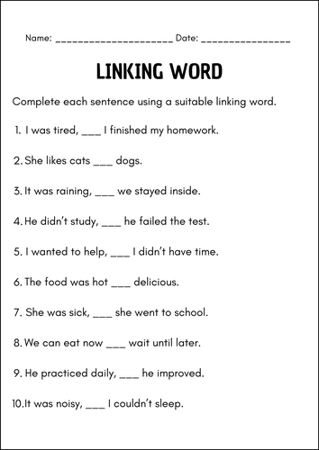Linking Words Worksheets Connecting Ideas Clearly and Effectively