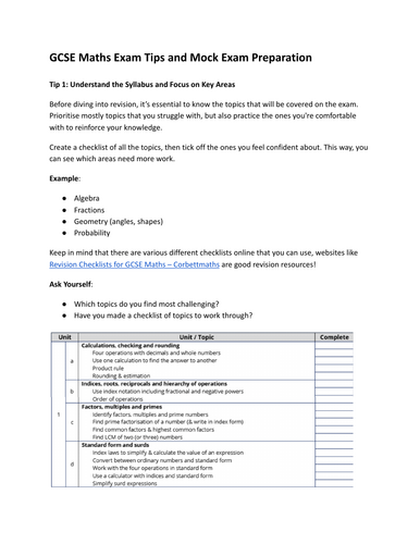 GCSE Maths Exam Tips & Mock Exam Preparation (Year 7-11)