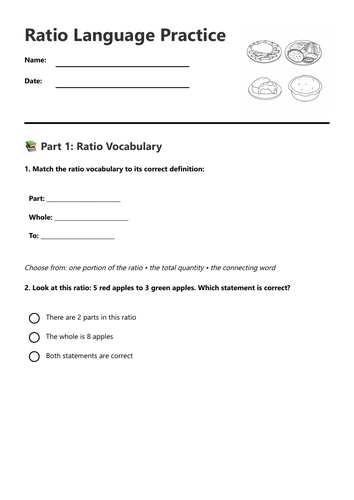 Y6  - Ratio Language Practice