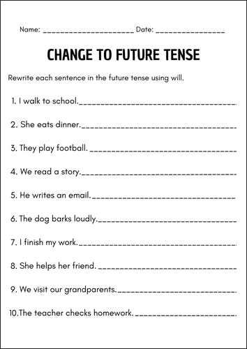 Past, Present, Future Tense Verbs Grammar Worksheets for 1st Grade