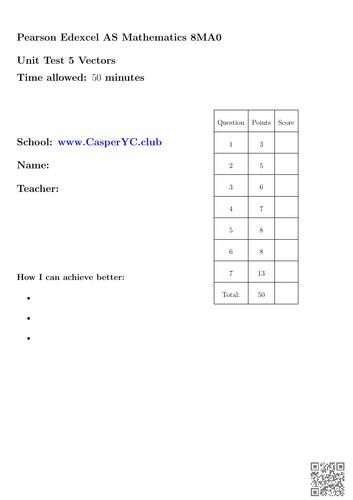 Edexcel 8MA0 AS Mathematics - Pure - Unit Tests
