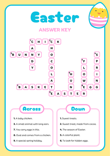 Easter Celebration: Sentence Hint Crossword
