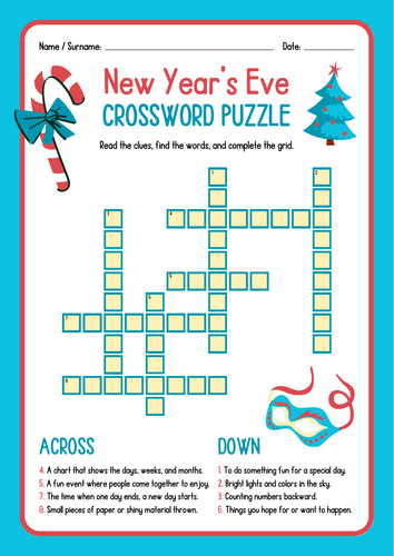 New Year, New Words: Sentence Hint Crossword