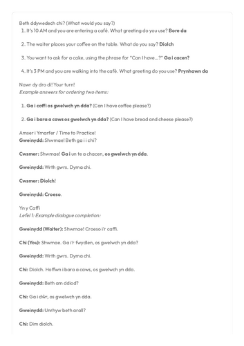 Welsh Lesson - Ordering Food in a Cafe