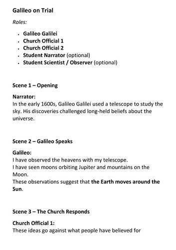 Galileo on Trial Role-play