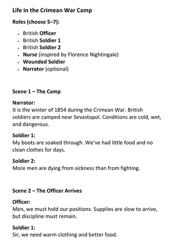 Life in the Crimean War Camp Role-play