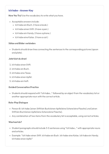 Learn German - L2 - Ich Habe