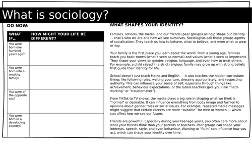 SOCIOLOGY GCSE Introduction to GCSE Sociology (New for Sept 2025!)