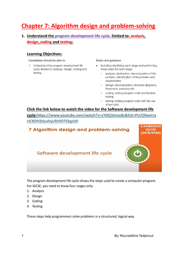 IGCSE  Computer Science 0478-Chapter 7: Algorithm design and problem-solving ( Paper 2)