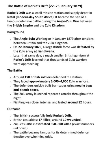 The Battle of Rorke’s Drift (22–23 January 1879) Overview