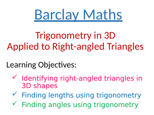 Trig in 3D involving Right-angled Triangles
