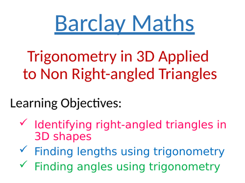 Trig in 3D involving non Right-angled Triangles