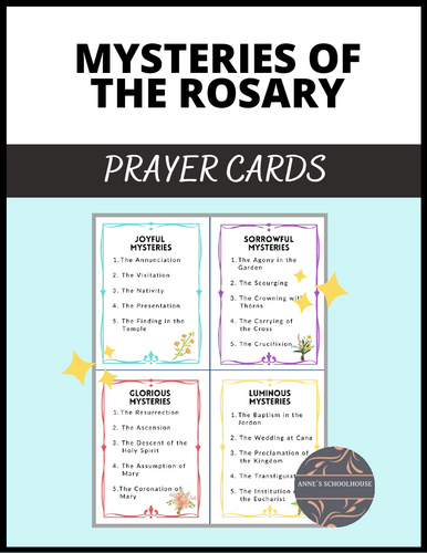 Rosary Prayer Cards for Catholic Classrooms
