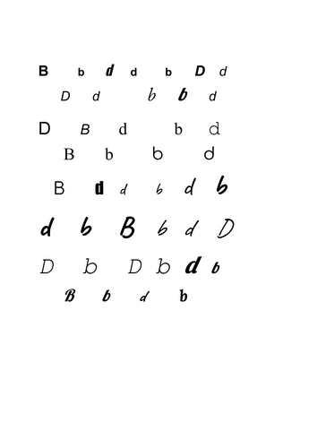 YEAR 3 WORKSHEET: assessment on recognition of 'b' and 'd' : simple worksheet