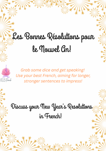 Roll the Dice French Speaking Games – New Year's Activities