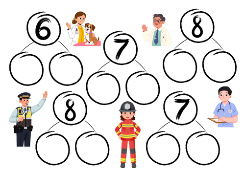 People who help us, part whole sheet, composition of 6 7 8