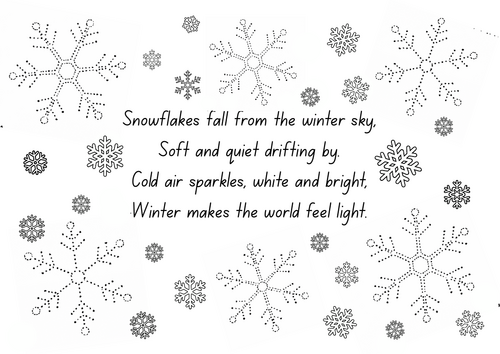Snowflakes winter fine motor sheet