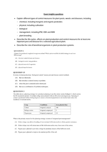 Control measures in plant production