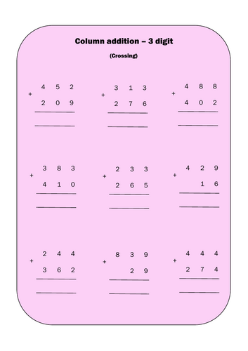 3 digit addition - crossing/grouping