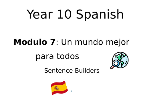 Spanish GCSE 2024 Edexcel Mod 7+8 Sentence Builder BOOKLET