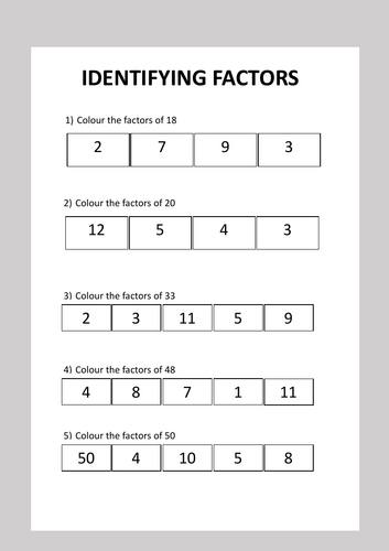 Finding factors of numbers KS2