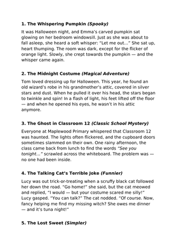 Halloween Story Starters