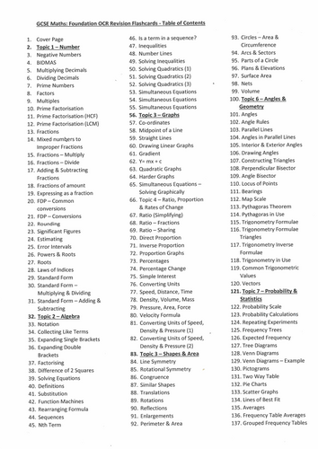 OCR Maths GCSE Foundation Revision Flashcards