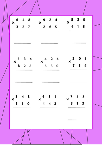3 digit by 3 digit multiplication (Crossing)