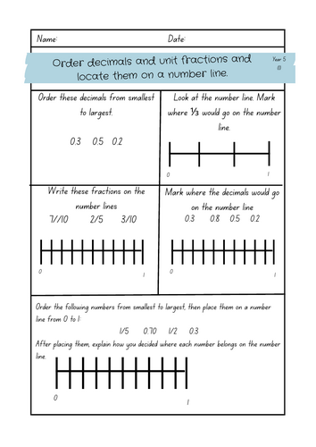 Order decimals and unit fractions